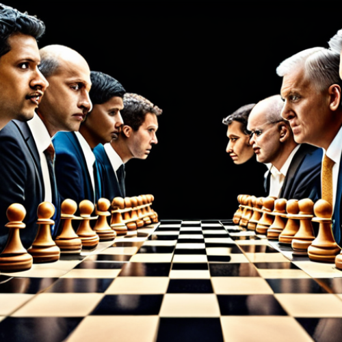 Home 4 **Image Prompt 1: The Evolving Strategic Chessboard**
A dynamic, futuristic strategic chessboard representing the current volatile business landscape. Some chess pieces are glowing with AI interfaces, showing data streams and intelligent decision-making processes. A diverse group of business leaders (with visible Hispanic representation) are gathered around the board, actively re-evaluating and adapting their strategy, their faces reflecting focus and determination. In the background, subtle elements of global markets and digital interconnectedness are visible, emphasizing the era of uncertainty. The overall mood is one of innovative adaptation and proactive resilience in a constantly changing environment.