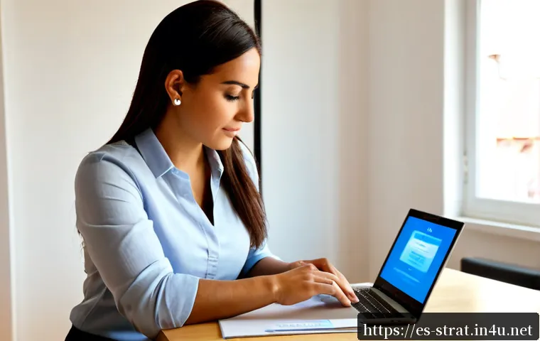 Home 17 전략경영 자격증 갱신 절차 - Photorealistic Spanish business professional in a bright modern Madrid home office, calmly renewing ...